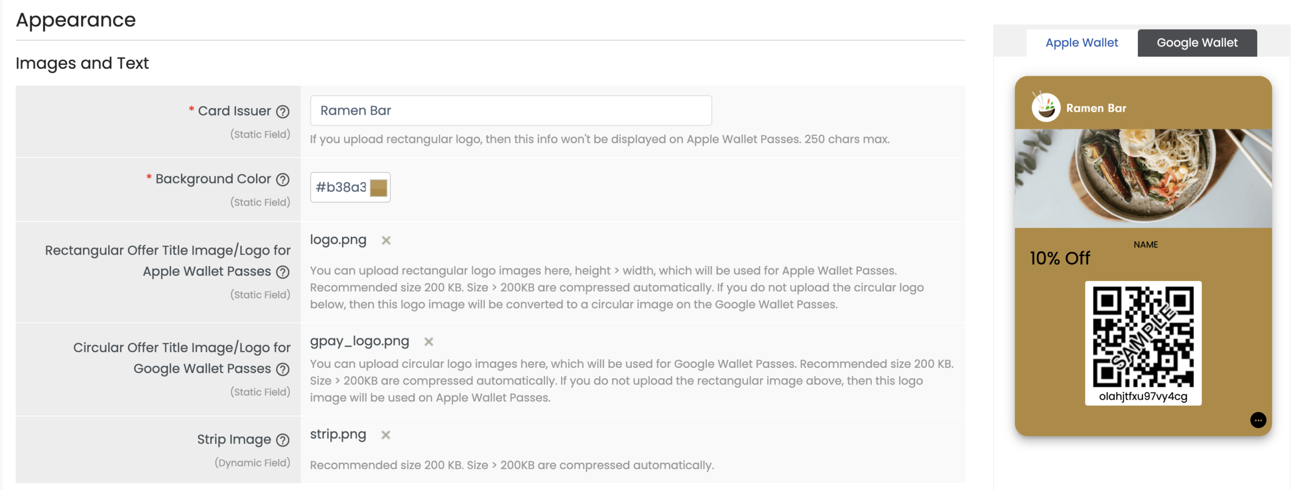 Coupon Layout 2 Appearance tab