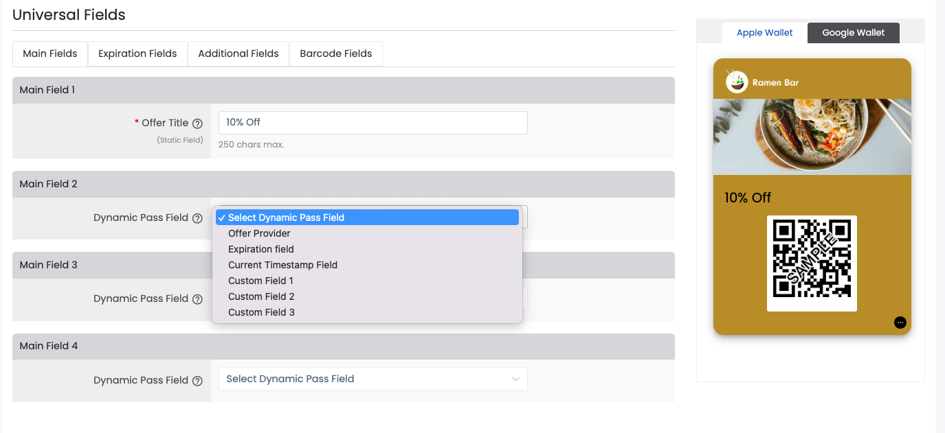 Coupon Layout 2 Main Fields