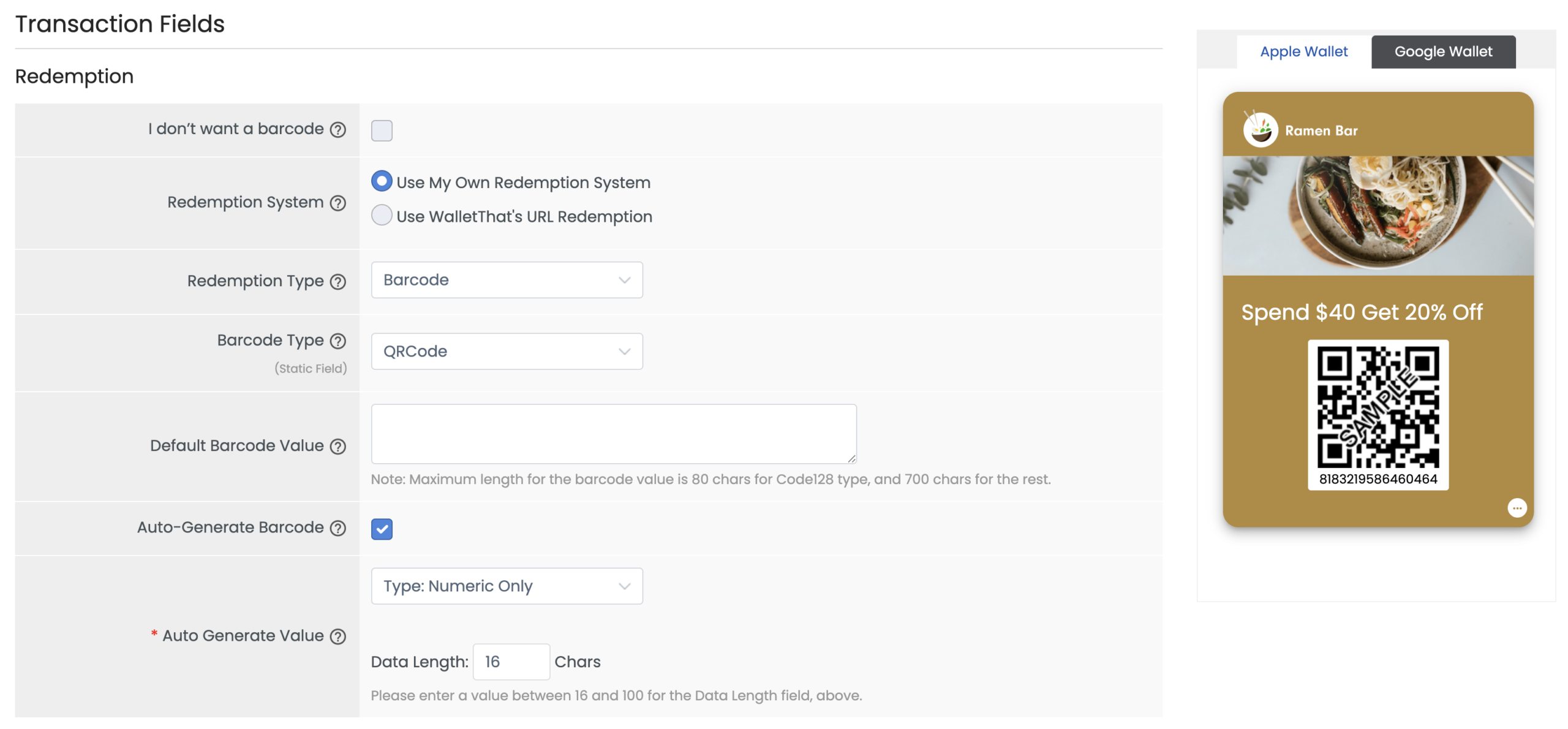 Coupon Layout 1 Transaction Fields