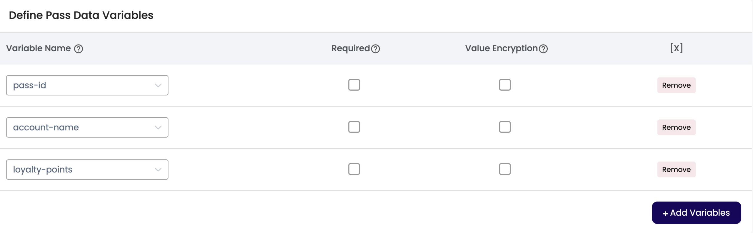 Define Issuance Link Variables