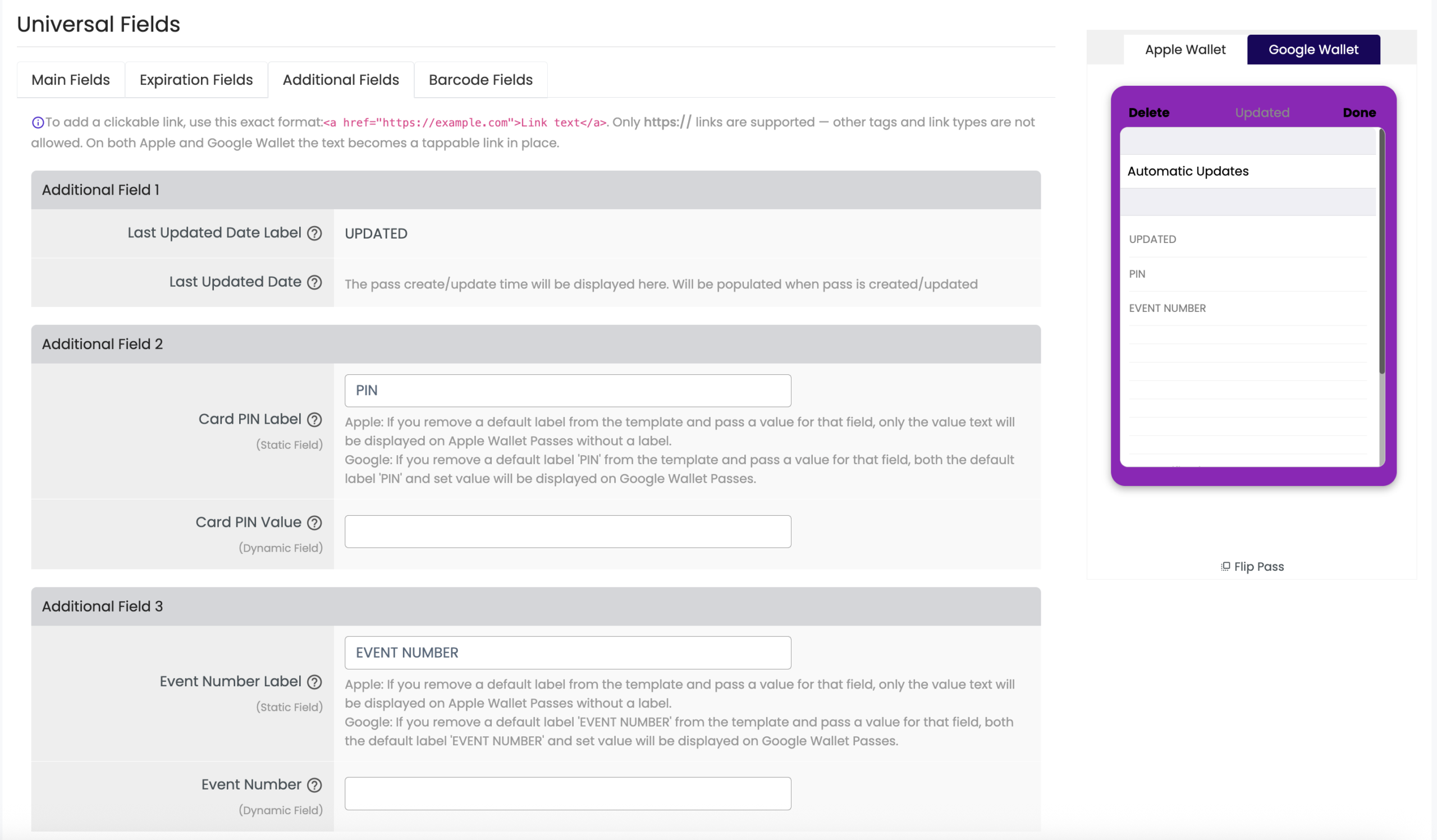gift card additional fields