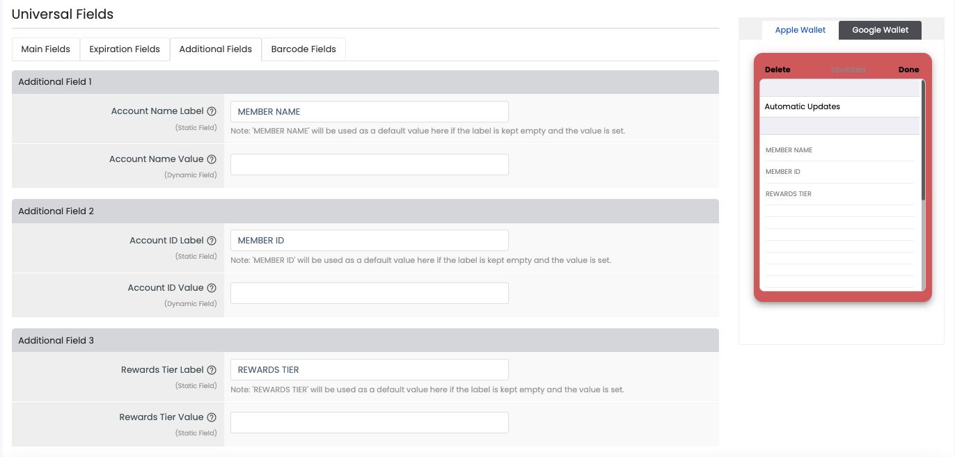 Loyalty Card Layout 1 additional fields