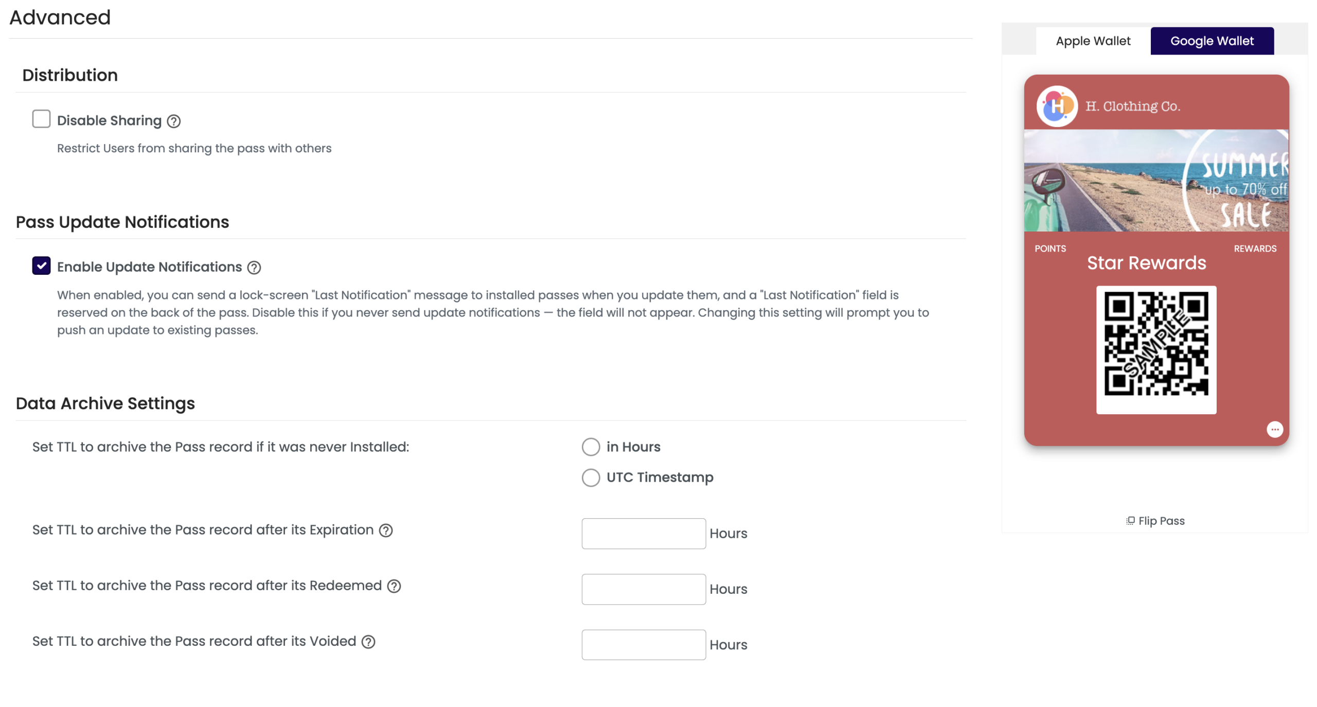 loyalty layout 1 advanced tab