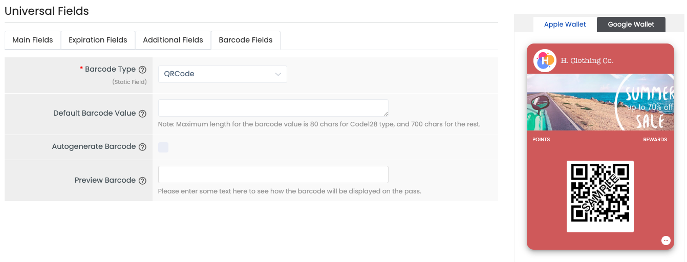 Loyalty Card Layout 1  barcode fields