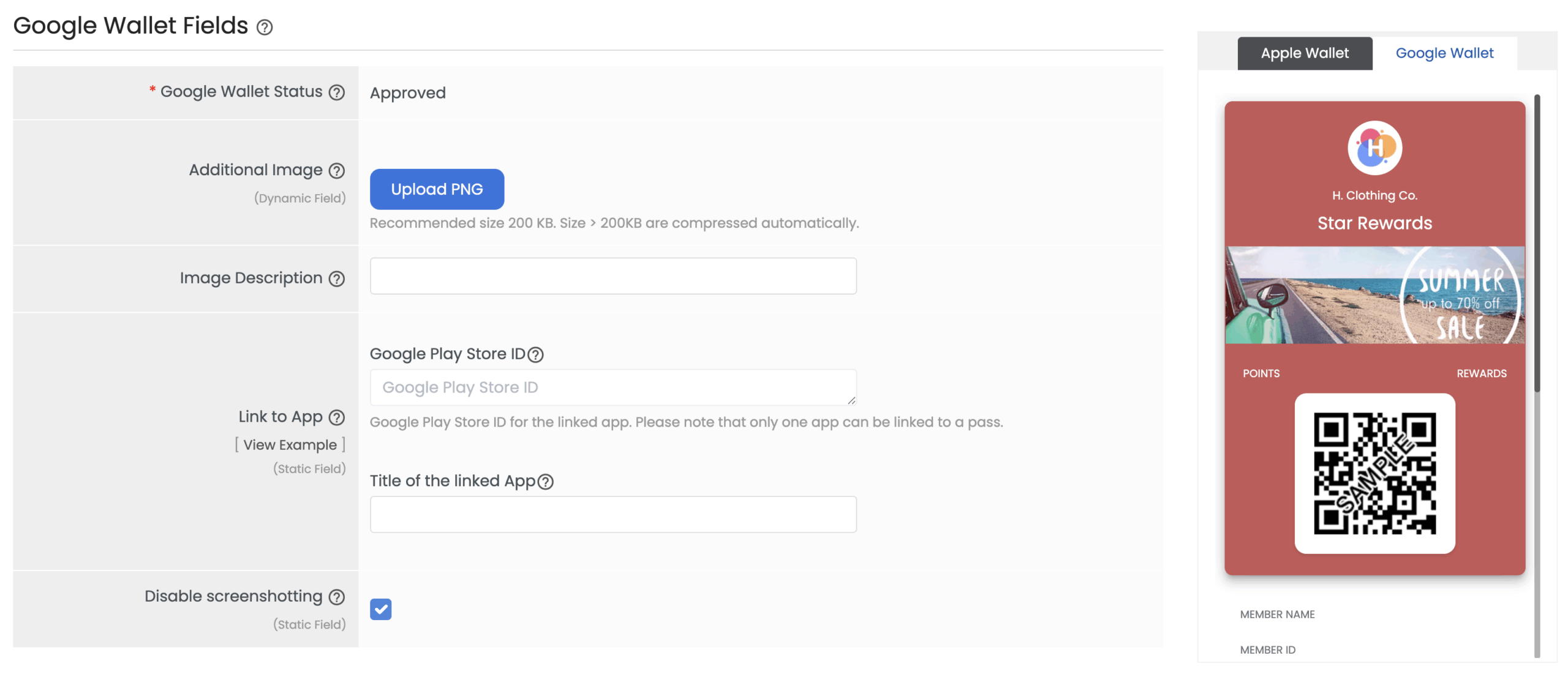 Loyalty 1 Layout Google Wallet Fields