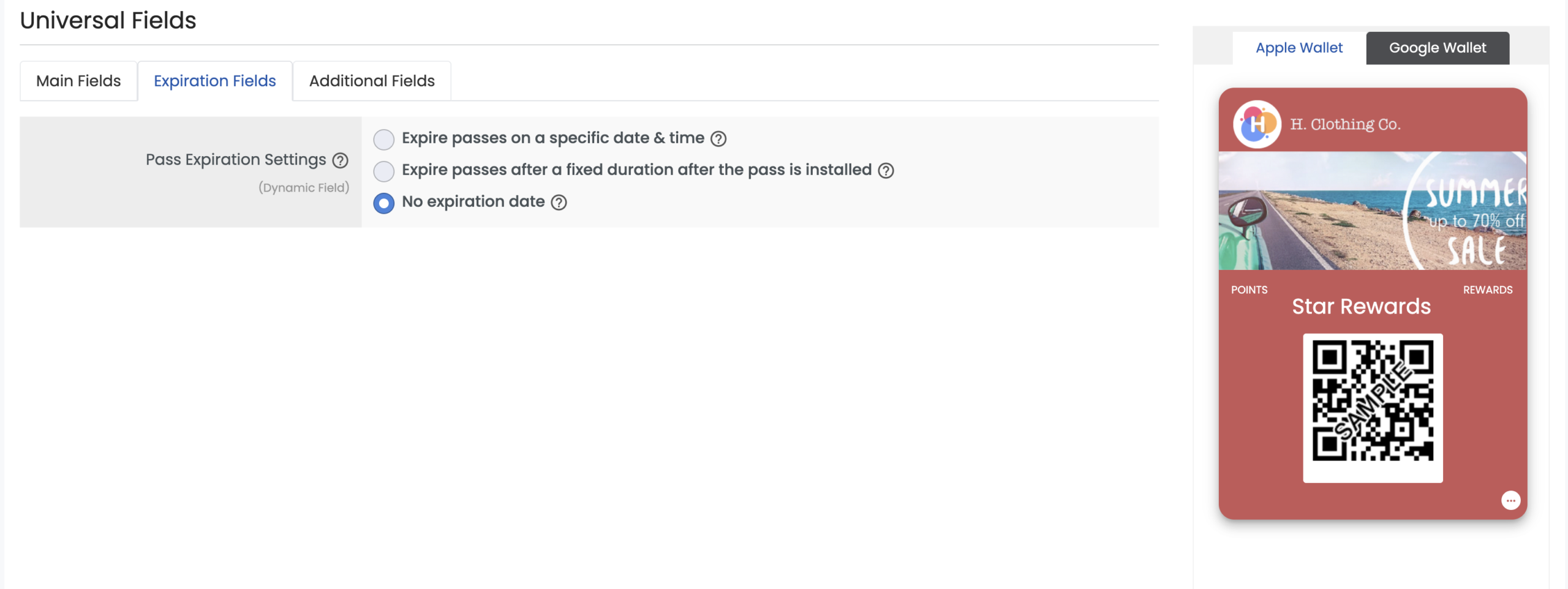 Loyalty Card Layout 1 Expiration Fields