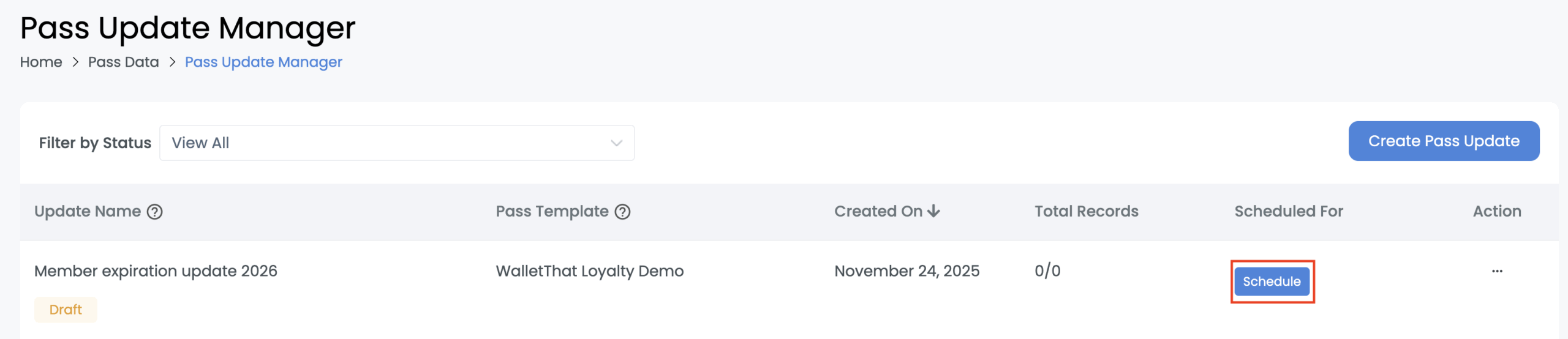 Schedule update from update manager