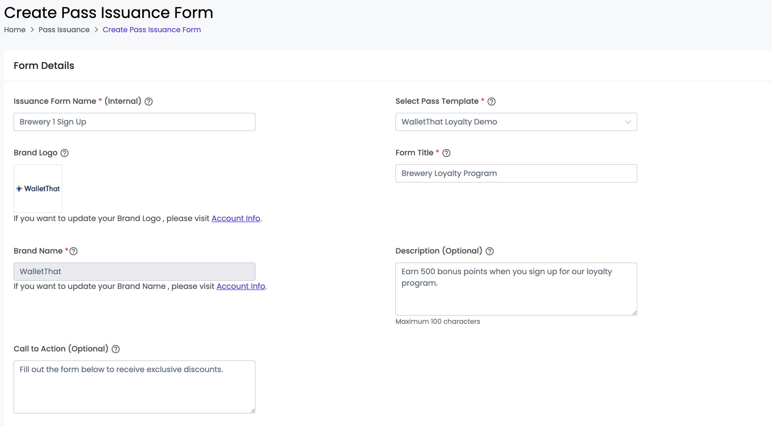 create pass issuance form step 1
