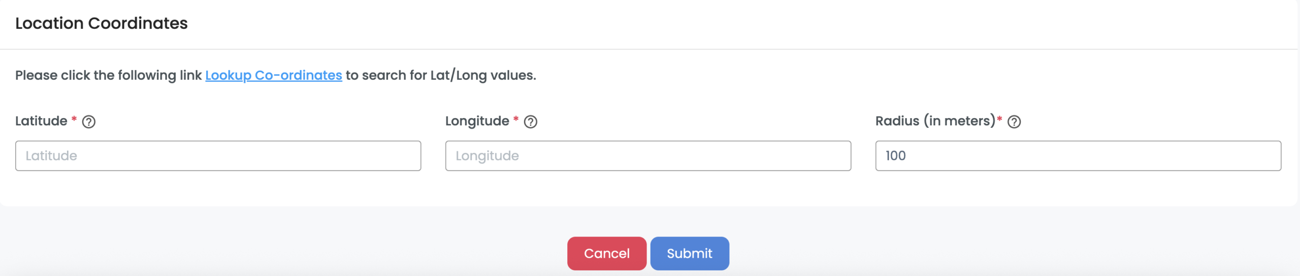 location coordinates