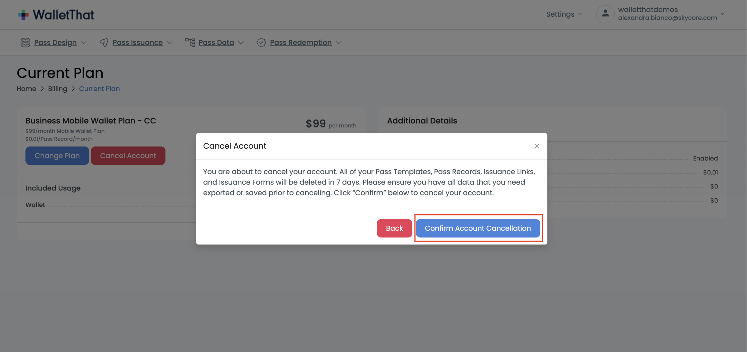 account cancellation step 5