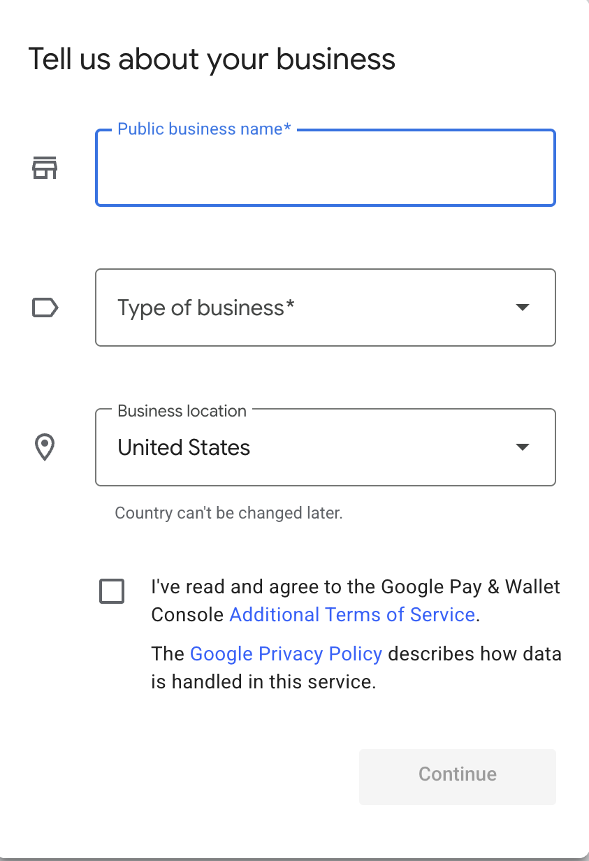 Google console account homepage