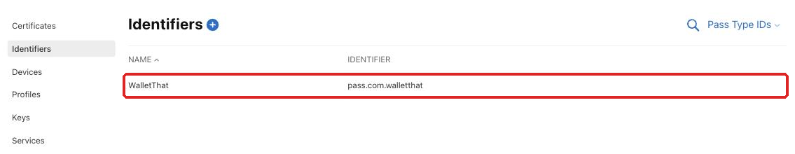 Click the name of the Pass Type ID to renew